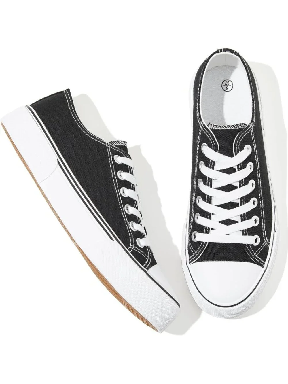 Women's Black Lightweight Low Top Lace Up Casual Fashion Walking Sneakers